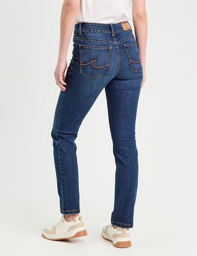 Jeans droit taille haute denim brut femme