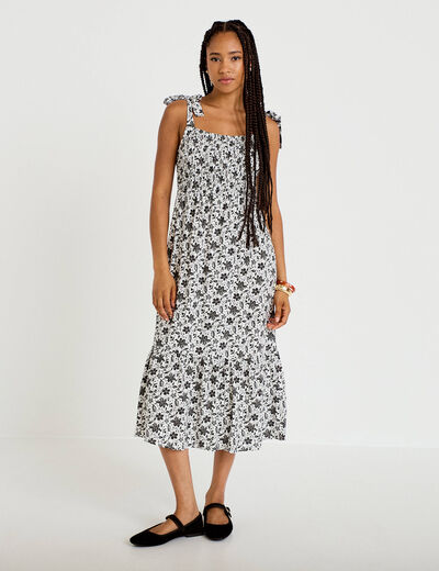 Robe longue &eacute;vas&eacute;e col carr&eacute; noir femme