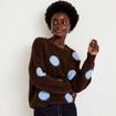 Pull manches longues marron fonc&eacute; femme