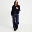 Gilet sans manches effet polaire col v bleu marine femme
