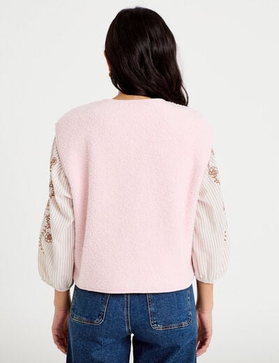 Gilet sans manches effet polaire rose clair femme