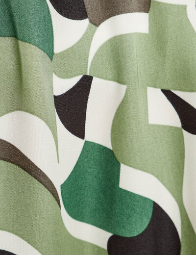 Jupe longue évasée satin vert femme