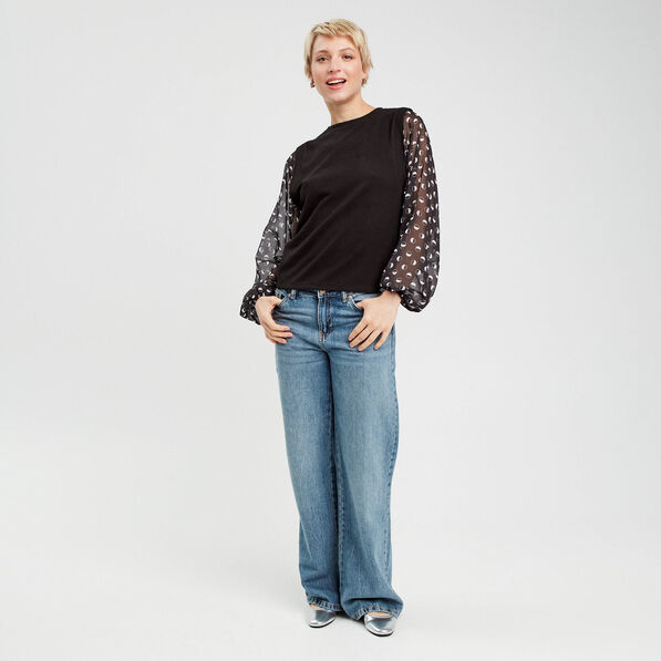t shirt manches longues noir femme T-shirt manches longues noir femme