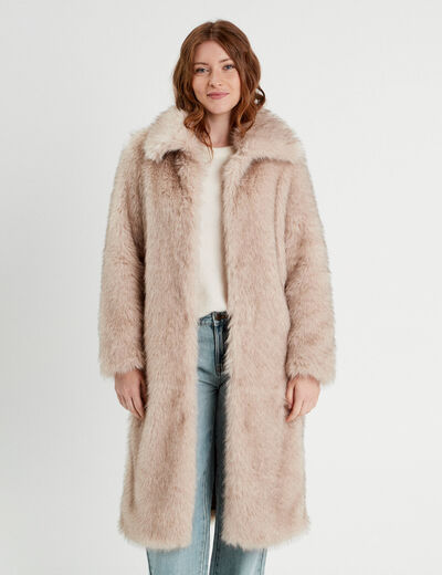 Manteau fausse fourrure sable femme