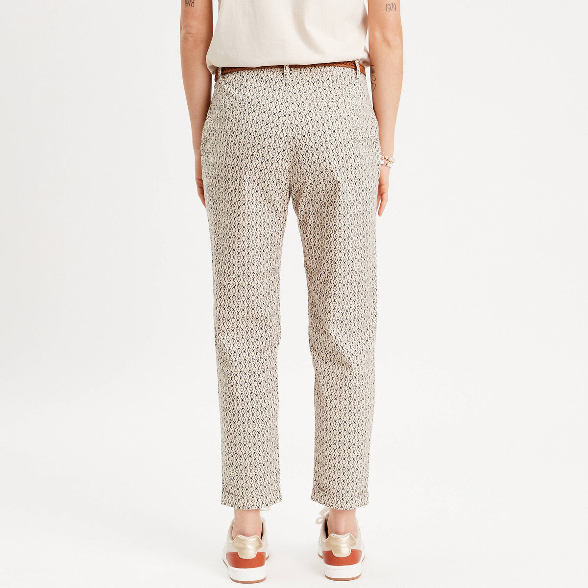 Pantalon chino slim 7/8ème blanc femme