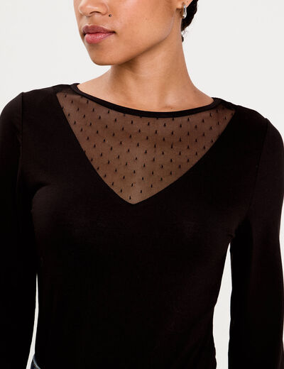 Body thermique col rond manches longues noir femme
