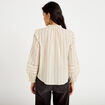 Blouse ajour&eacute;e manches longues marron femme