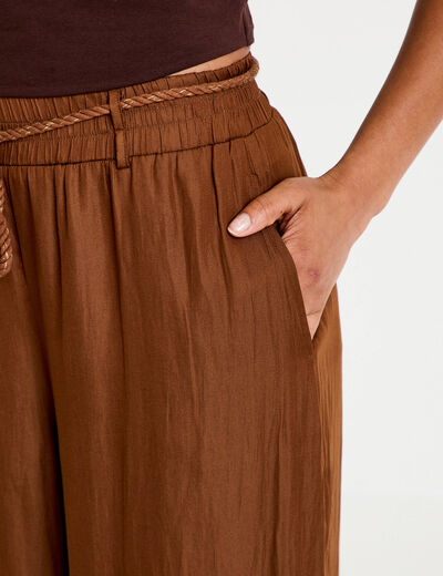 Pantalon large taille standard marron femme