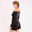 Combishort col bardot fils m&eacute;tallis&eacute;s noir femme