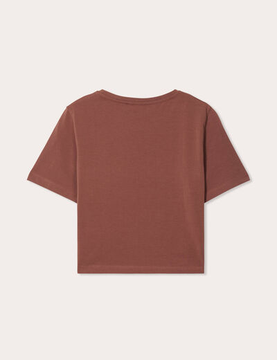 T-shirt cropped marron cognac femme