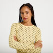 T-shirt ajust&eacute; col rond manches longues jaune clair femme