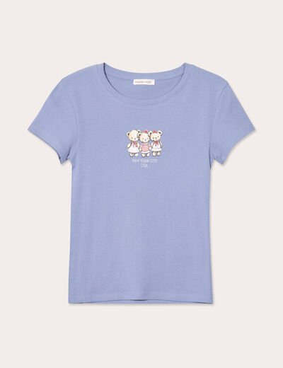T-shirt manches courtes bleu gris femme