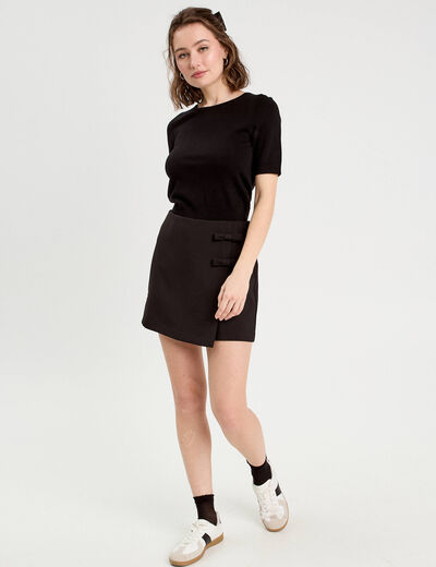 Pull manches courtes noir femme