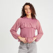 Blouse volants vieux rose femme