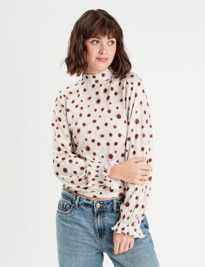 T-shirt col montant blanc femme