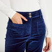 Pantalon bootcut taille haute velours bleu marine femme