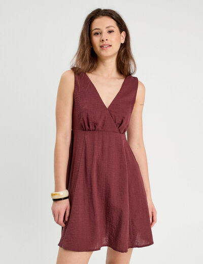 Robe évasée sans manches prune femme
