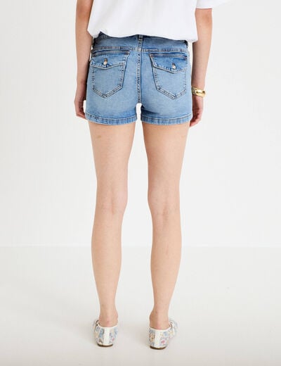 Short stretch en jean taille basse denim double stone femme