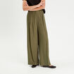 Pantalon large avec pinces vert kaki femme