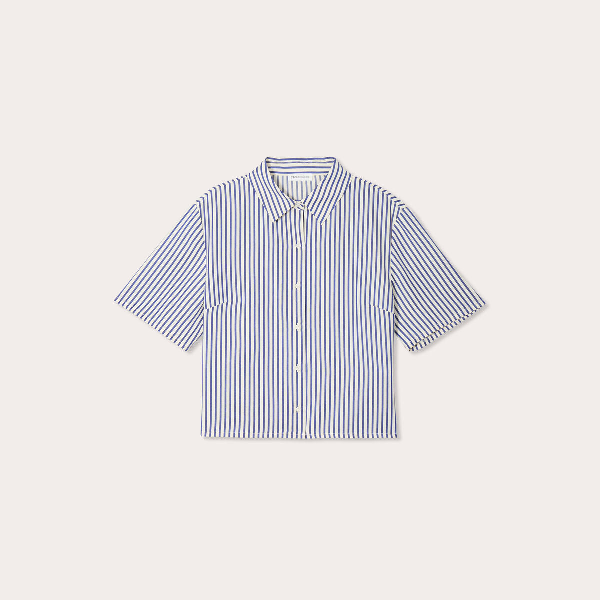 Chemise manches courtes bleu marine femme