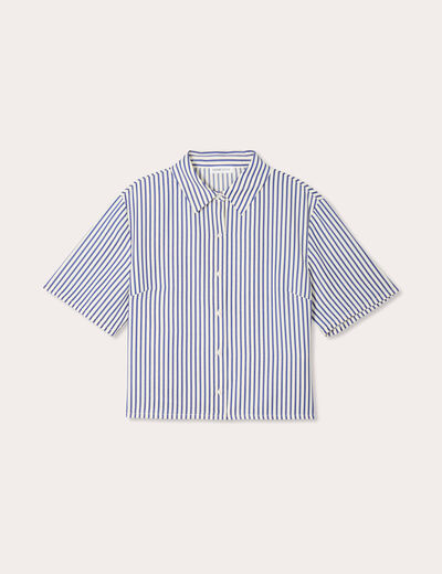 Chemise manches courtes bleu marine femme