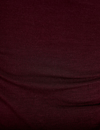 T-shirt ajust&eacute; col roul&eacute; dentelle prune femme