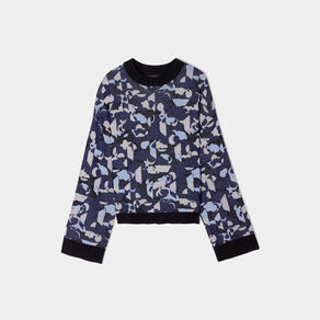 Pull manches longues col rond bleu marine femme