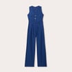 Combinaison pantalon ceintur&eacute;e bleu marine femme