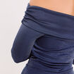 Combishort col bardot fils m&eacute;tallis&eacute;s bleu fonc&eacute; femme