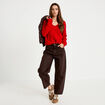 Pull avec col en V rouge femme