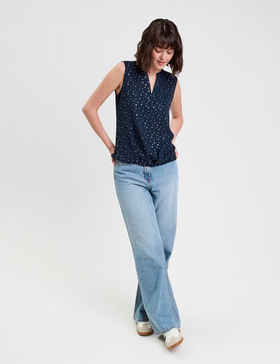 Blouse sans manches bleu marine femme