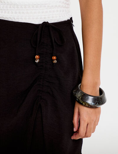 Jupe-short pliss&eacute;e &eacute;vas&eacute;e courte noir femme
