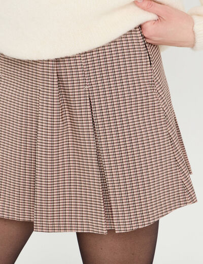 Jupe évasée plissée beige femme