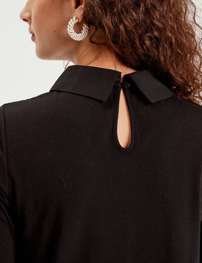 T-shirt col bijoux noir femme