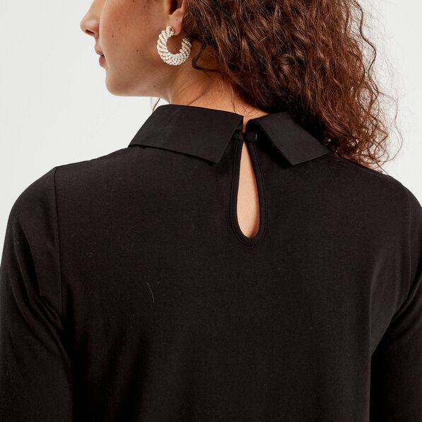 t shirt col bijoux noir femme T-shirt col bijoux noir femme