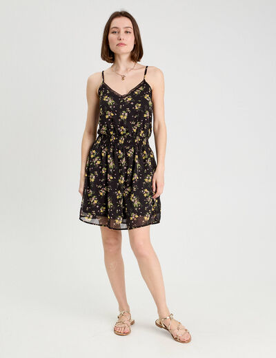 Robe patineuse bretelles fines noir femme