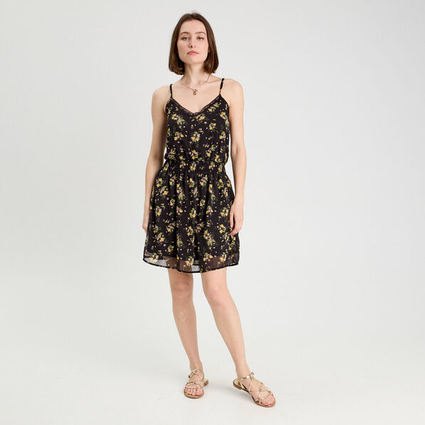 Robe patineuse bretelles fines noir femme