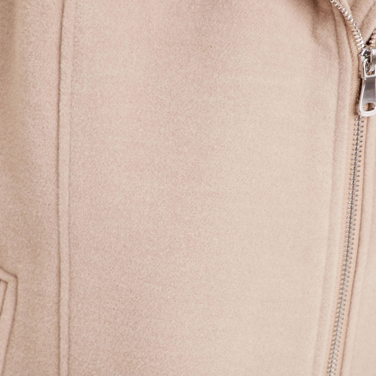 Manteau droit avec capuche beige femme