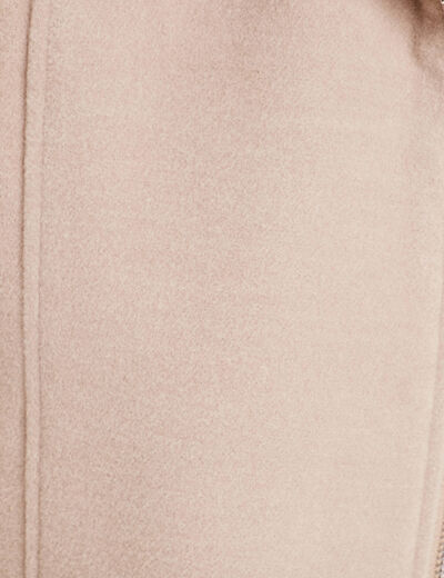 Manteau droit avec capuche beige femme