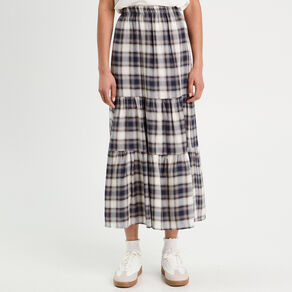 Jupe longue évasée bleu marine femme