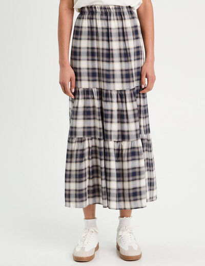 Jupe longue évasée bleu marine femme