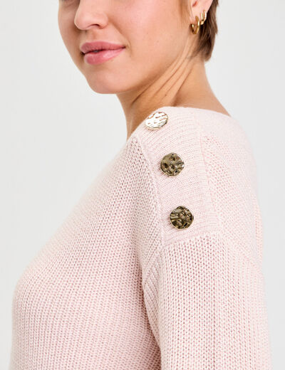 Pull col bateau rose clair femme