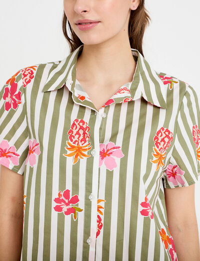 Chemise col classique manches courtes blanc femme