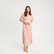 Robe longue évasée col en V blanc femme