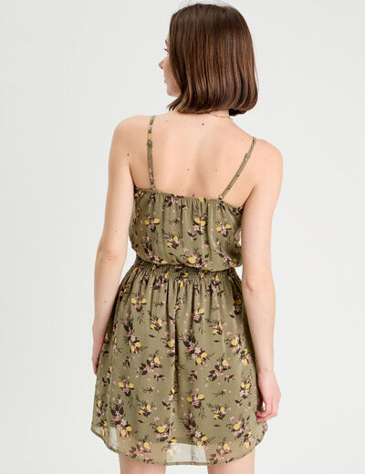 Robe patineuse bretelles fines vert foncé femme