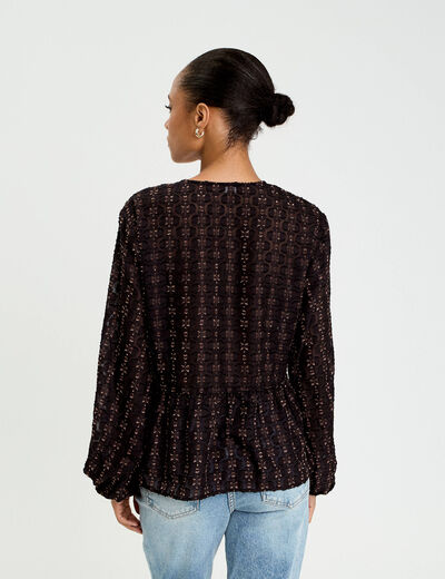 Blouse col V noir femme