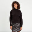 Pull col montant boutons noir femme