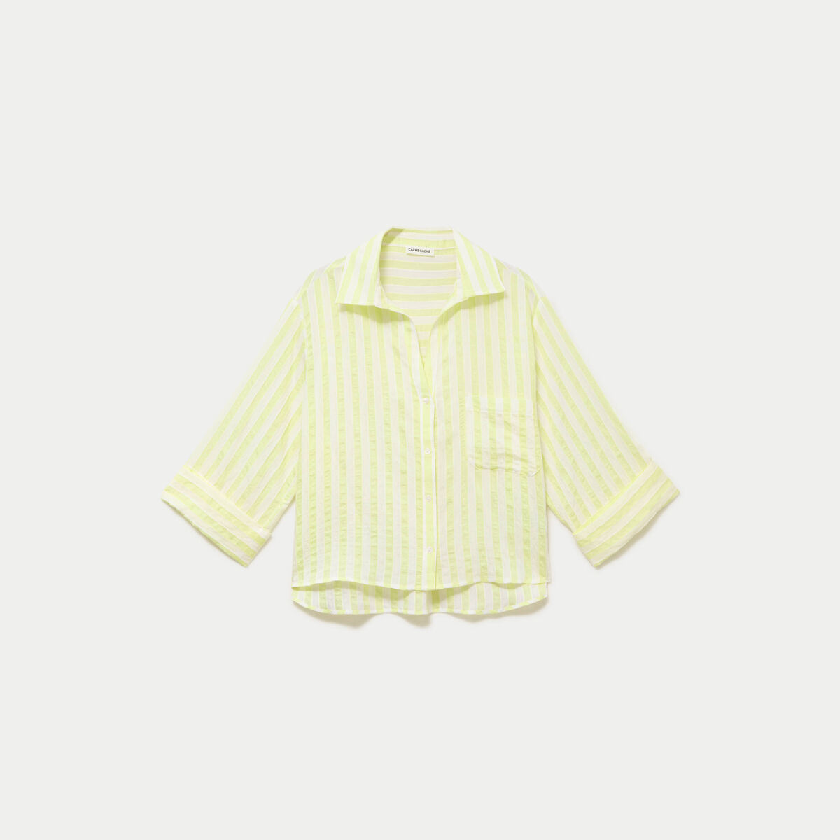Blouse ample col tunisien manches 3/4 jaune femme