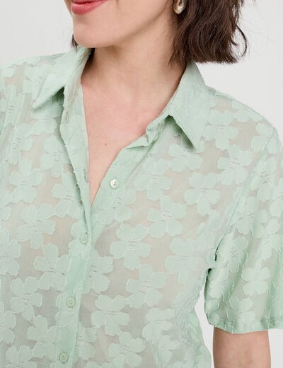 Chemise manches courtes vert clair femme