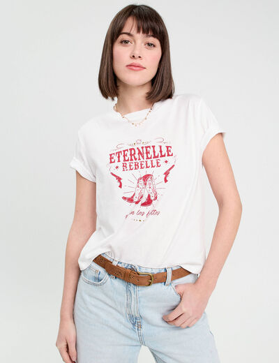 T-shirt manches courtes blanc femme